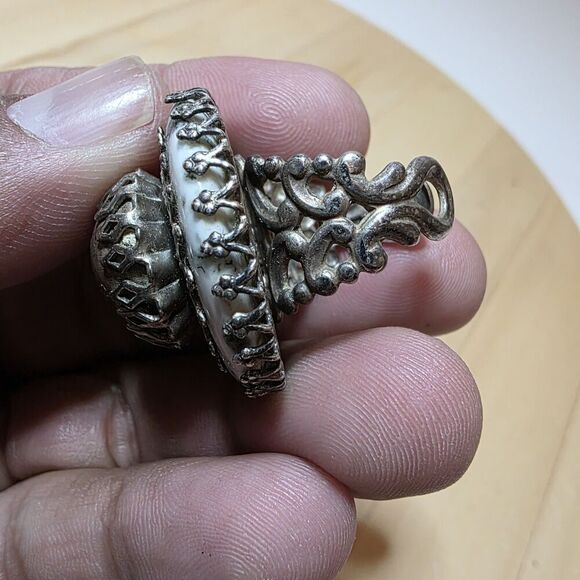 Vintage Ollipop USA Adjustable Fashion Designer Ornate Statement Cocktail Ring - Picture 8 of 12